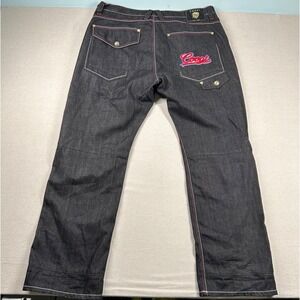 Coogi Jeans Mens 42x35‎ Relaxed Baggy Carpeted Patch Logo Hip Hop y2K Dark